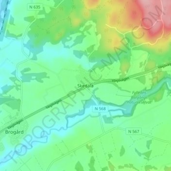 Skedala topographic map, elevation, terrain
