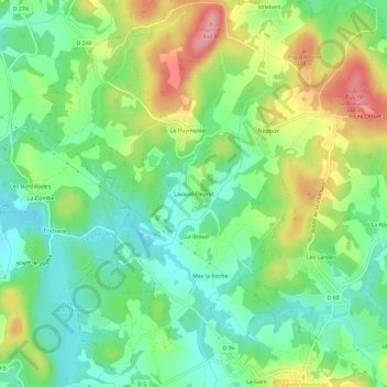 Lavaud-Fleuret topographic map, elevation, terrain