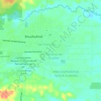 9 de Octubre topographic map, elevation, terrain