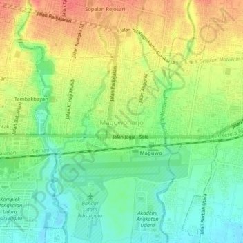 Maguwoharjo topographic map, elevation, terrain