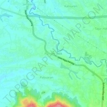 Pondok Udik topographic map, elevation, terrain