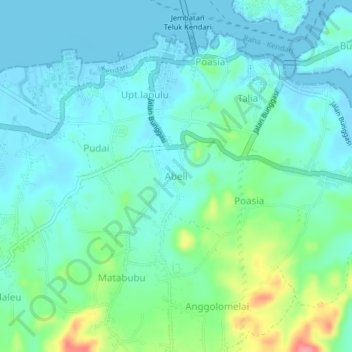 Abeli topographic map, elevation, terrain
