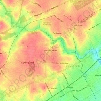 Westbrook Park topographic map, elevation, terrain