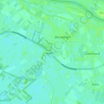 De Heuvel topographic map, elevation, terrain