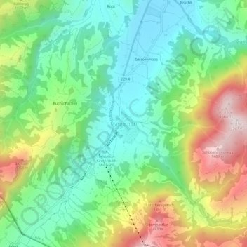 Marbach LU topographic map, elevation, terrain