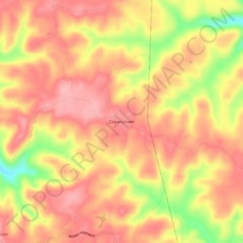 Cravenstown topographic map, elevation, terrain