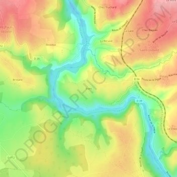 Rives topographic map, elevation, terrain