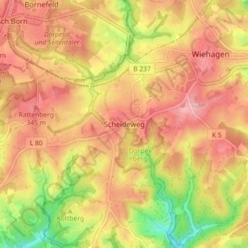Scheideweg topographic map, elevation, terrain