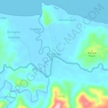 Bunobogu topographic map, elevation, terrain