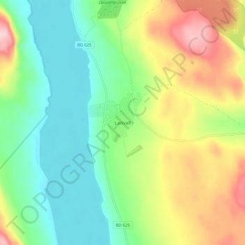 Laisvall topographic map, elevation, terrain
