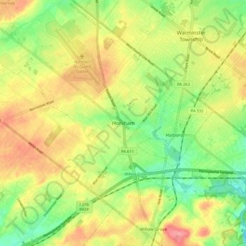 Horsham topographic map, elevation, terrain