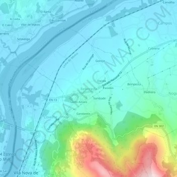 Reboreda topographic map, elevation, terrain