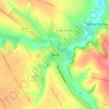 Chahiv topographic map, elevation, terrain