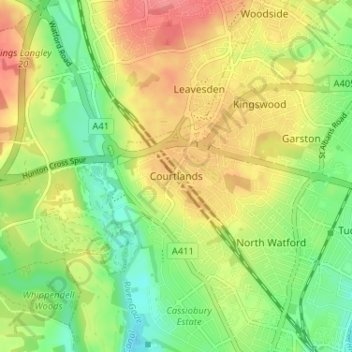 Courtlands topographic map, elevation, terrain