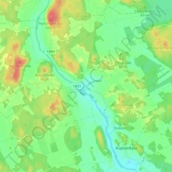 Halkia topographic map, elevation, terrain