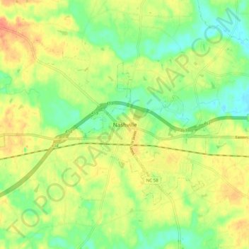 Nashville topographic map, elevation, terrain