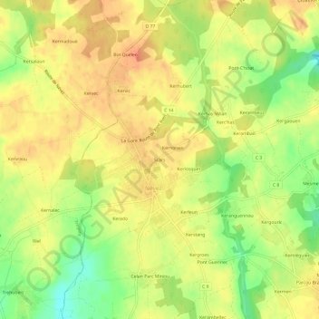 Scars topographic map, elevation, terrain