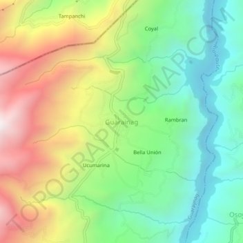 Guarainag topographic map, elevation, terrain