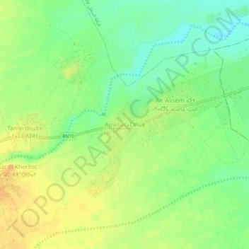 Amellal topographic map, elevation, terrain