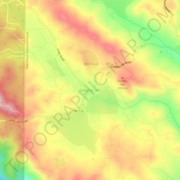 Greeley Hill topographic map, elevation, terrain