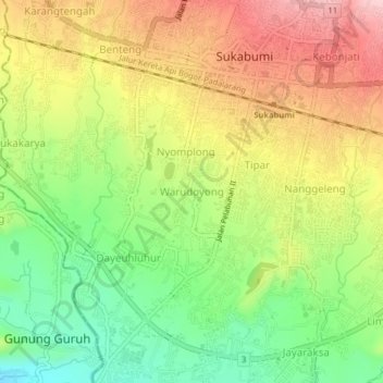 Warudoyong topographic map, elevation, terrain