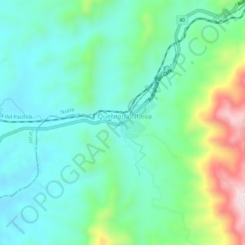 Quebrada Nueva topographic map, elevation, terrain