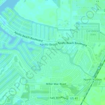Apollo Beach topographic map, elevation, terrain