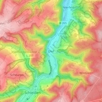 Olef topographic map, elevation, terrain
