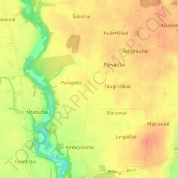 Sutkūnai topographic map, elevation, terrain