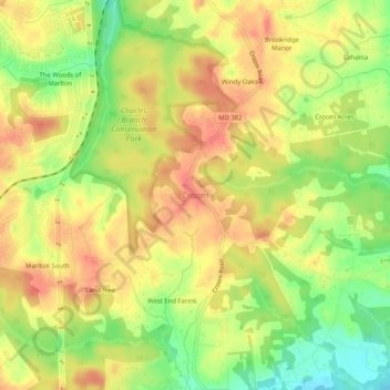 Croom topographic map, elevation, terrain