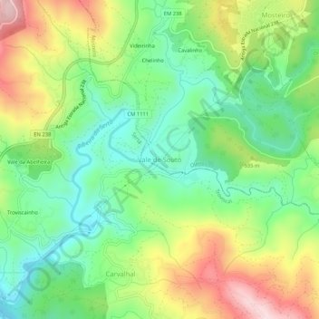 Vale de Souto topographic map, elevation, terrain
