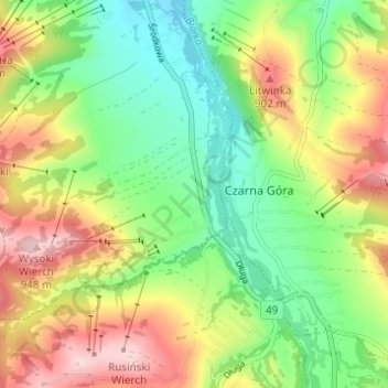 Kaniówka topographic map, elevation, terrain