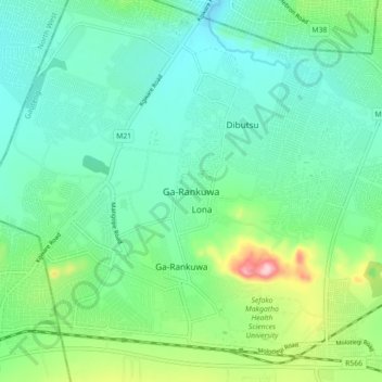 Ga-Rankuwa topographic map, elevation, terrain