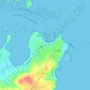 Le Raz topographic map, elevation, terrain