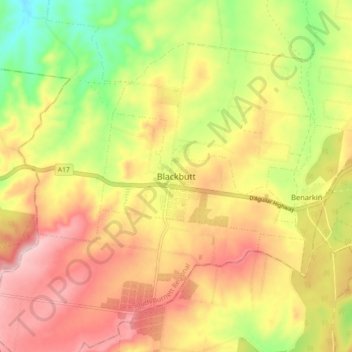Blackbutt topographic map, elevation, terrain