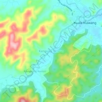 Kampung Tembun topographic map, elevation, terrain