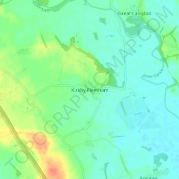 Kirkby Fleetham topographic map, elevation, terrain