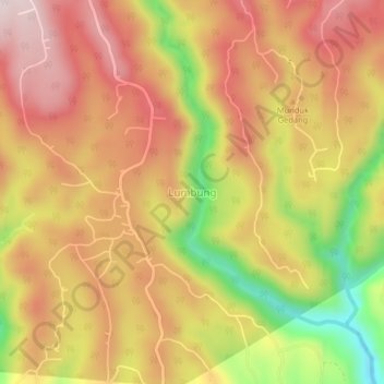 Lumbung topographic map, elevation, terrain