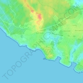 Puyraveau topographic map, elevation, terrain