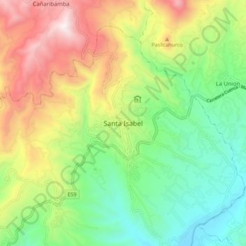 Santa Isabel topographic map, elevation, terrain