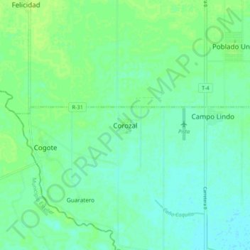 Corozal topographic map, elevation, terrain