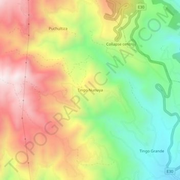 Tingo Nunuya topographic map, elevation, terrain