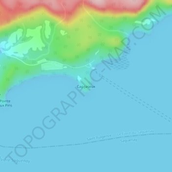 Cap Jaseux topographic map, elevation, terrain