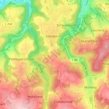 Hausen topographic map, elevation, terrain