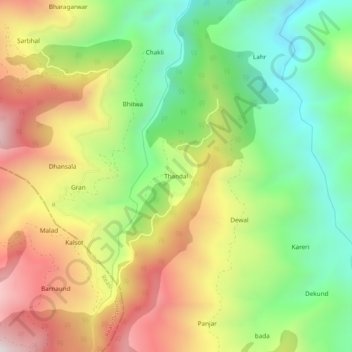 Thandal topographic map, elevation, terrain