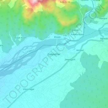 Dakpathar topographic map, elevation, terrain