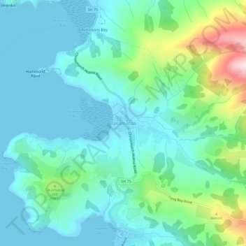 Takamatua topographic map, elevation, terrain