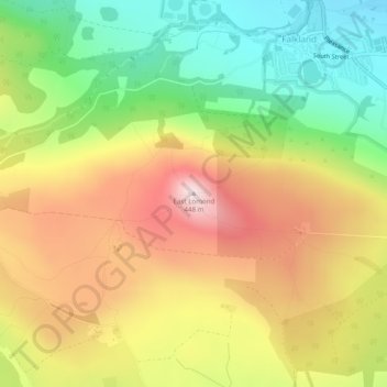East Lomond topographic map, elevation, terrain