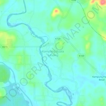 Kampung Kuala Lesong topographic map, elevation, terrain