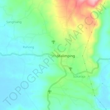 Malingping Utara topographic map, elevation, terrain